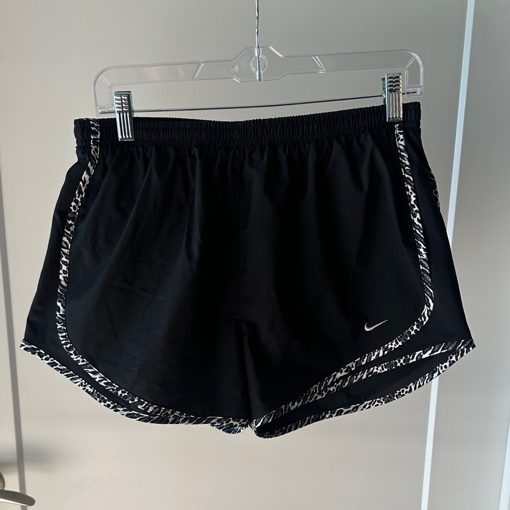 Nike Women's Black Shorts with Patterned Trim